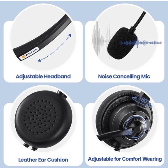 Arama USB Headset with Microphone Noise-Cancelling, nwt box never opened - Picture 4 of 6